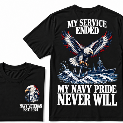 My Service Ended My Navy Pride Never Will Custom Your Birth Year T-shirt Custom Year T-shirt