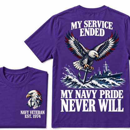 My Service Ended My Navy Pride Never Will Custom Your Birth Year T-shirt Custom Year T-shirt