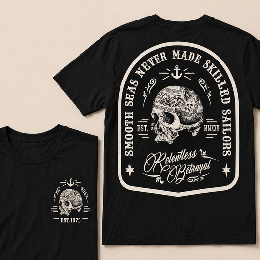 Smooth Seas Never Made Skilled Sailors Est. Mmxxv Relentless Betrayal Custom Year T-shirt