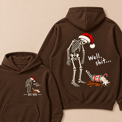 Funny Christmas Skeleton Spilled Drink Hoodie Custom EST.Year