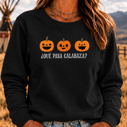 Que Papa Calabaza? Halloween Crewneck Sweatshirt, Funny Sweaters, Scary Movie Sweaters, Halloween Sweaters, Spooky Sweaters, Coffee Skeleton