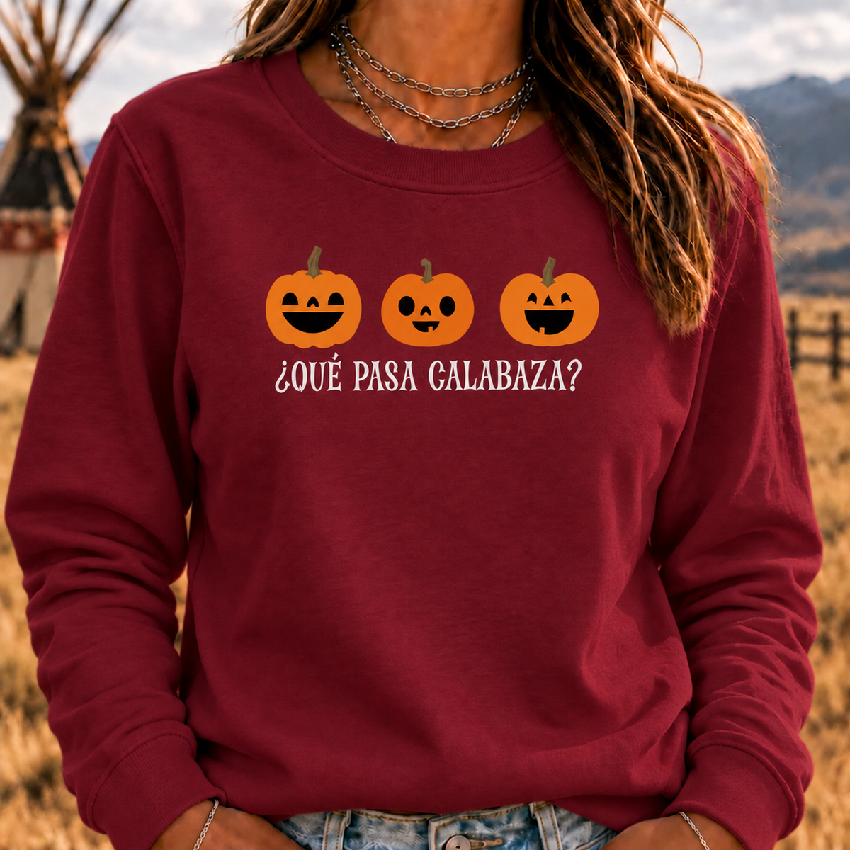 Que Papa Calabaza? Halloween Crewneck Sweatshirt, Funny Sweaters, Scary Movie Sweaters, Halloween Sweaters, Spooky Sweaters, Coffee Skeleton