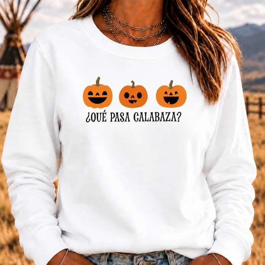 Que Papa Calabaza? Halloween Crewneck Sweatshirt, Funny Sweaters, Scary Movie Sweaters, Halloween Sweaters, Spooky Sweaters, Coffee Skeleton