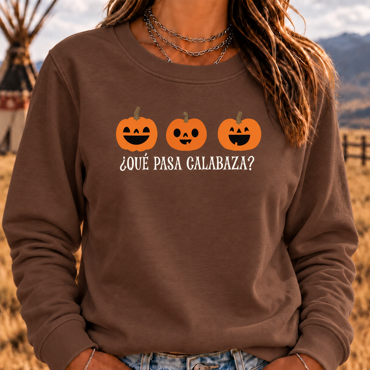 Que Papa Calabaza? Halloween Crewneck Sweatshirt, Funny Sweaters, Scary Movie Sweaters, Halloween Sweaters, Spooky Sweaters, Coffee Skeleton