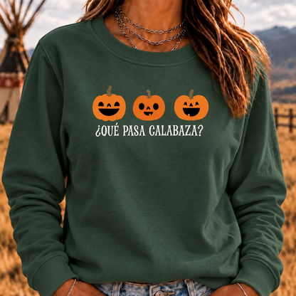 Que Papa Calabaza? Halloween Crewneck Sweatshirt, Funny Sweaters, Scary Movie Sweaters, Halloween Sweaters, Spooky Sweaters, Coffee Skeleton