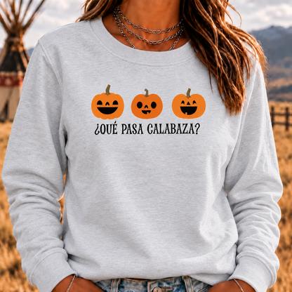 Que Papa Calabaza? Halloween Crewneck Sweatshirt, Funny Sweaters, Scary Movie Sweaters, Halloween Sweaters, Spooky Sweaters, Coffee Skeleton