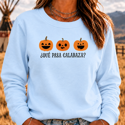 Que Papa Calabaza? Halloween Crewneck Sweatshirt, Funny Sweaters, Scary Movie Sweaters, Halloween Sweaters, Spooky Sweaters, Coffee Skeleton