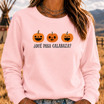Que Papa Calabaza? Halloween Crewneck Sweatshirt, Funny Sweaters, Scary Movie Sweaters, Halloween Sweaters, Spooky Sweaters, Coffee Skeleton