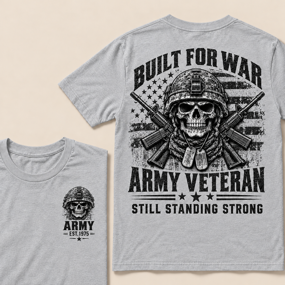 Built For War Army Veteran Still Standing Strong Custom Year T-shirt