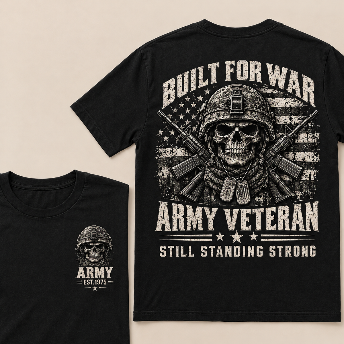 Built For War Army Veteran Still Standing Strong Custom Year T-shirt