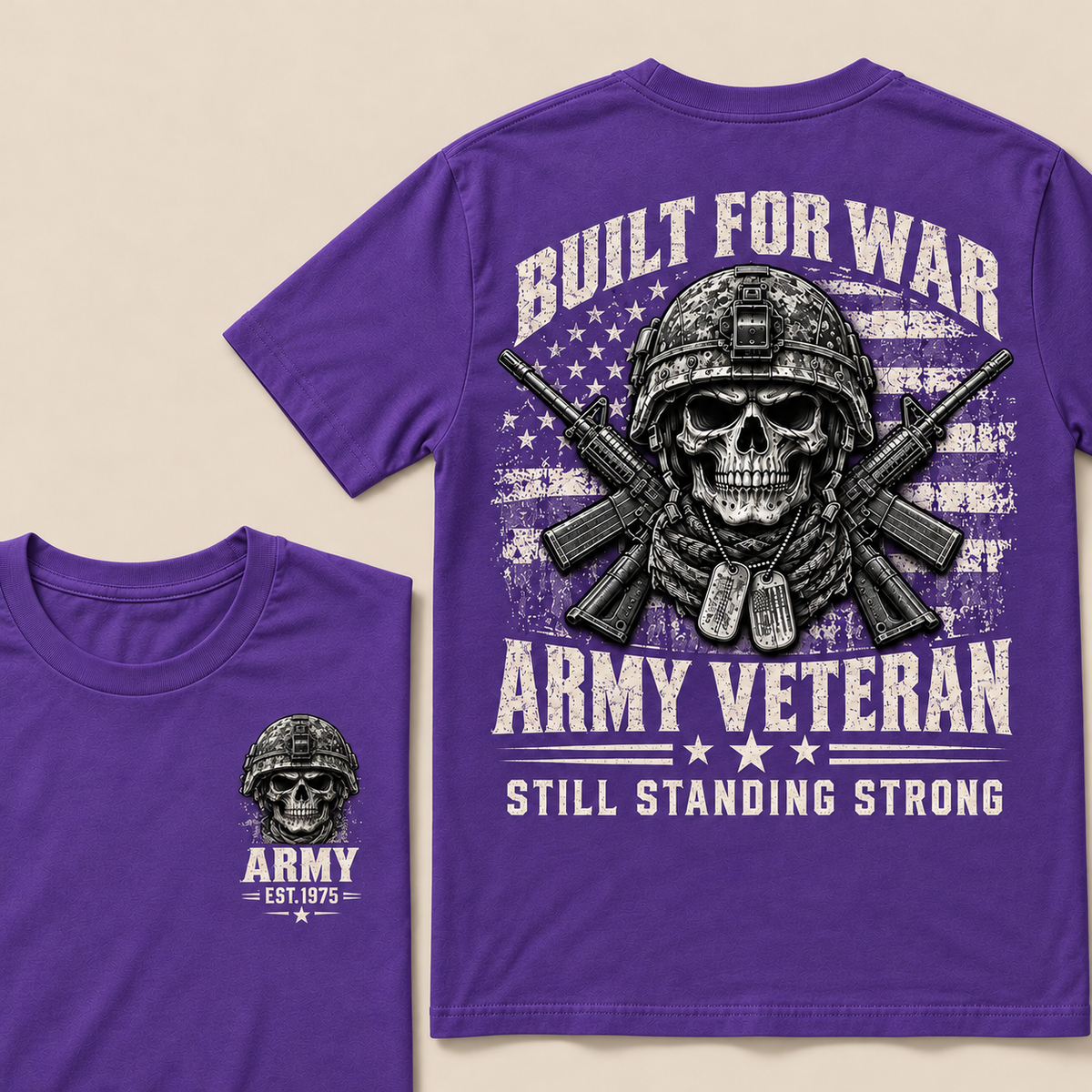 Built For War Army Veteran Still Standing Strong Custom Year T-shirt