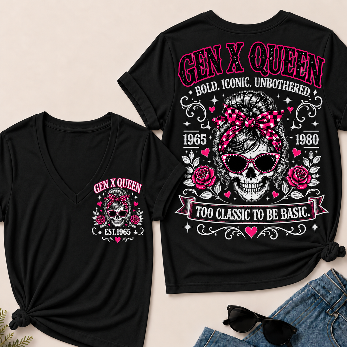 Gen X Queen Bold. Iconic. Unbothered. Too Classic To Be Basic V-Neck Tee