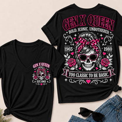 Gen X Queen Bold. Iconic. Unbothered. Too Classic To Be Basic V-Neck Tee