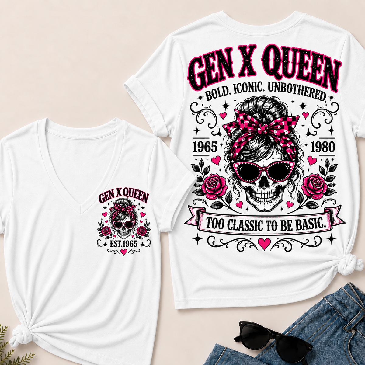 Gen X Queen Bold. Iconic. Unbothered. Too Classic To Be Basic V-Neck Tee