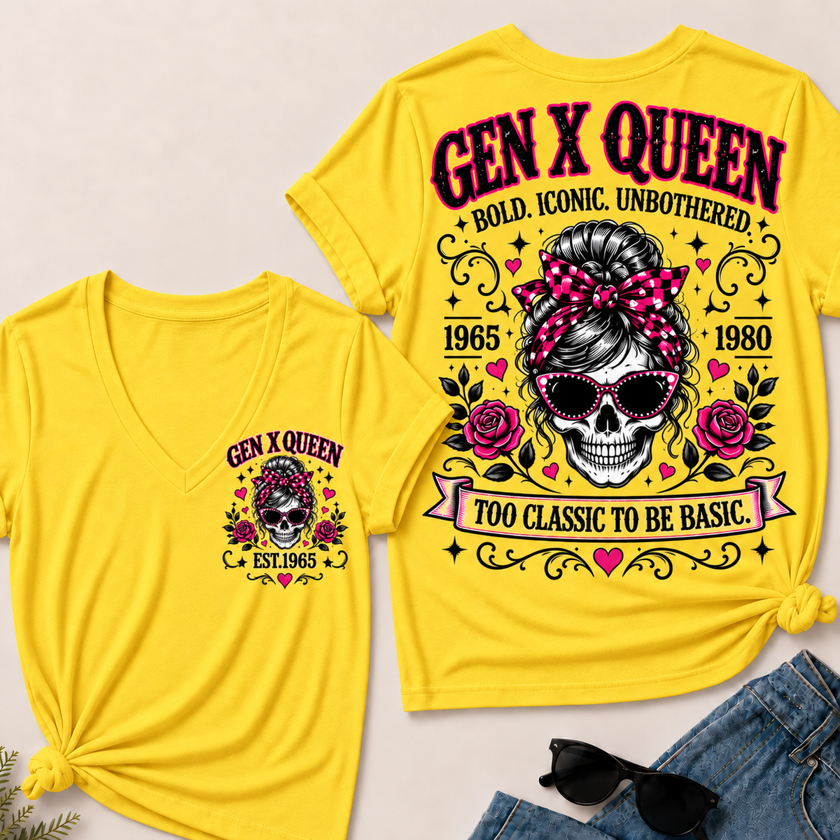 Gen X Queen Bold. Iconic. Unbothered. Too Classic To Be Basic V-Neck Tee