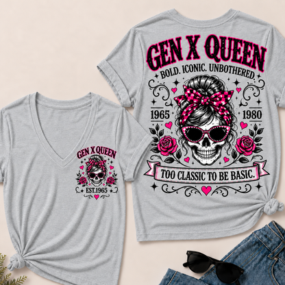 Gen X Queen Bold. Iconic. Unbothered. Too Classic To Be Basic V-Neck Tee