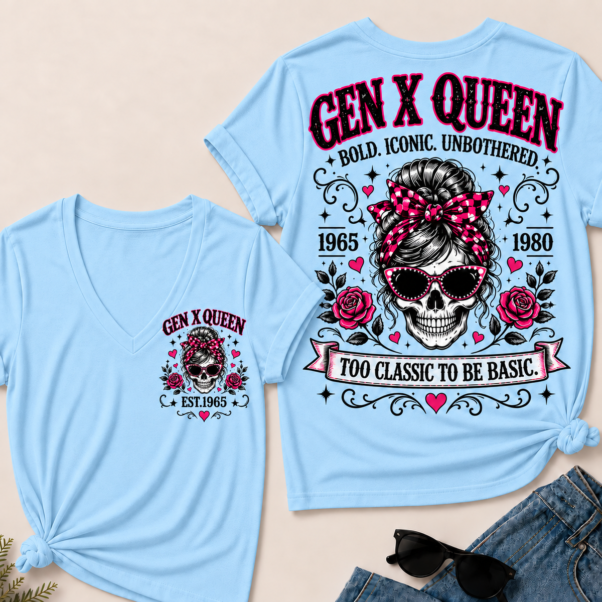 Gen X Queen Bold. Iconic. Unbothered. Too Classic To Be Basic V-Neck Tee
