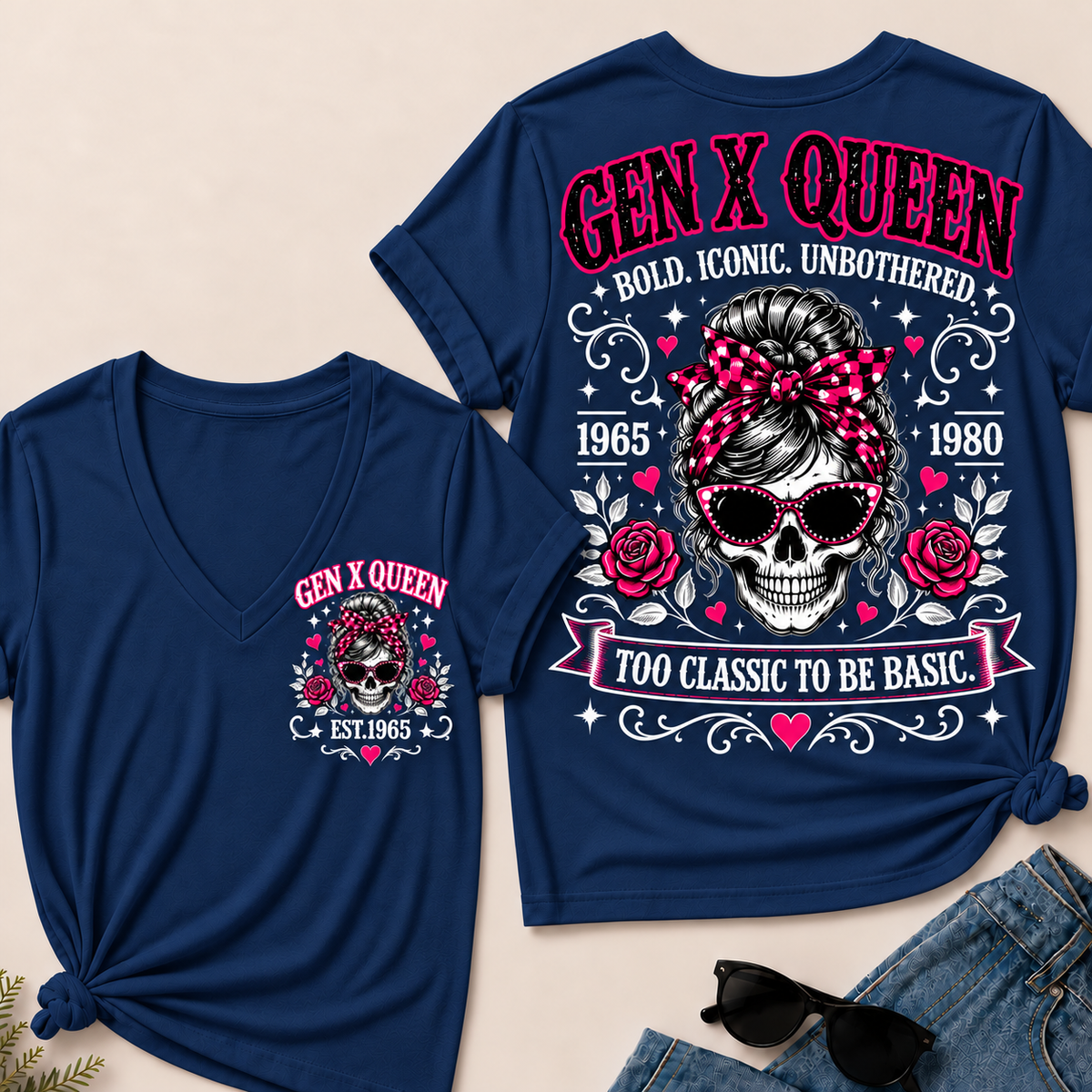 Gen X Queen Bold. Iconic. Unbothered. Too Classic To Be Basic V-Neck Tee