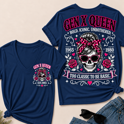 Gen X Queen Bold. Iconic. Unbothered. Too Classic To Be Basic V-Neck Tee