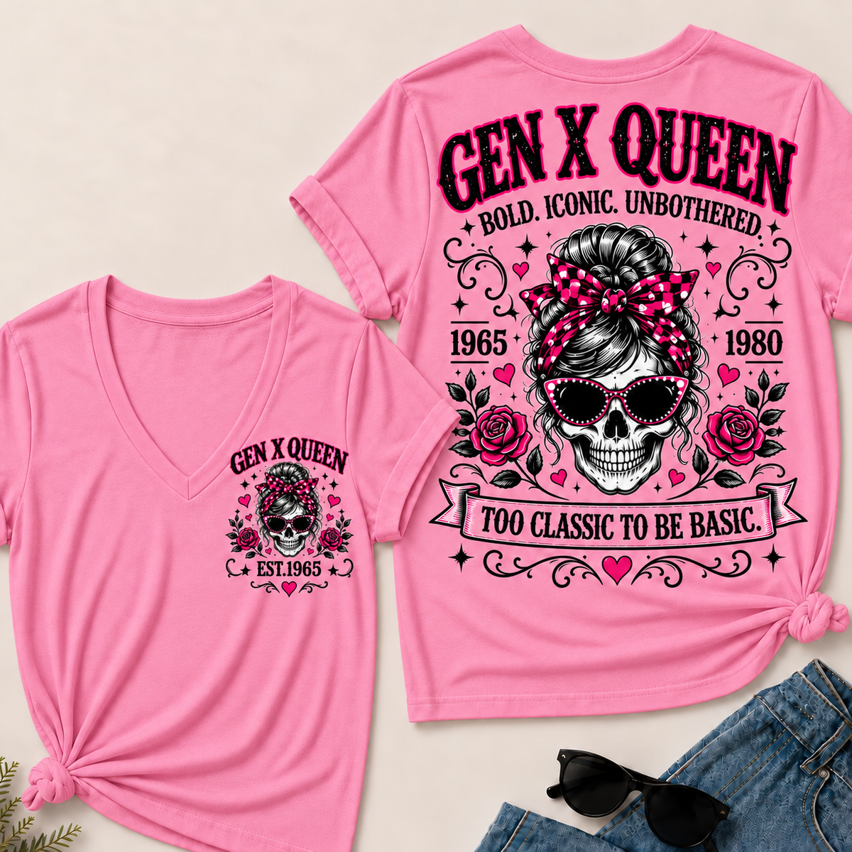 Gen X Queen Bold. Iconic. Unbothered. Too Classic To Be Basic V-Neck Tee