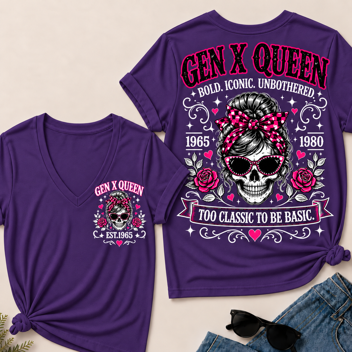 Gen X Queen Bold. Iconic. Unbothered. Too Classic To Be Basic V-Neck Tee